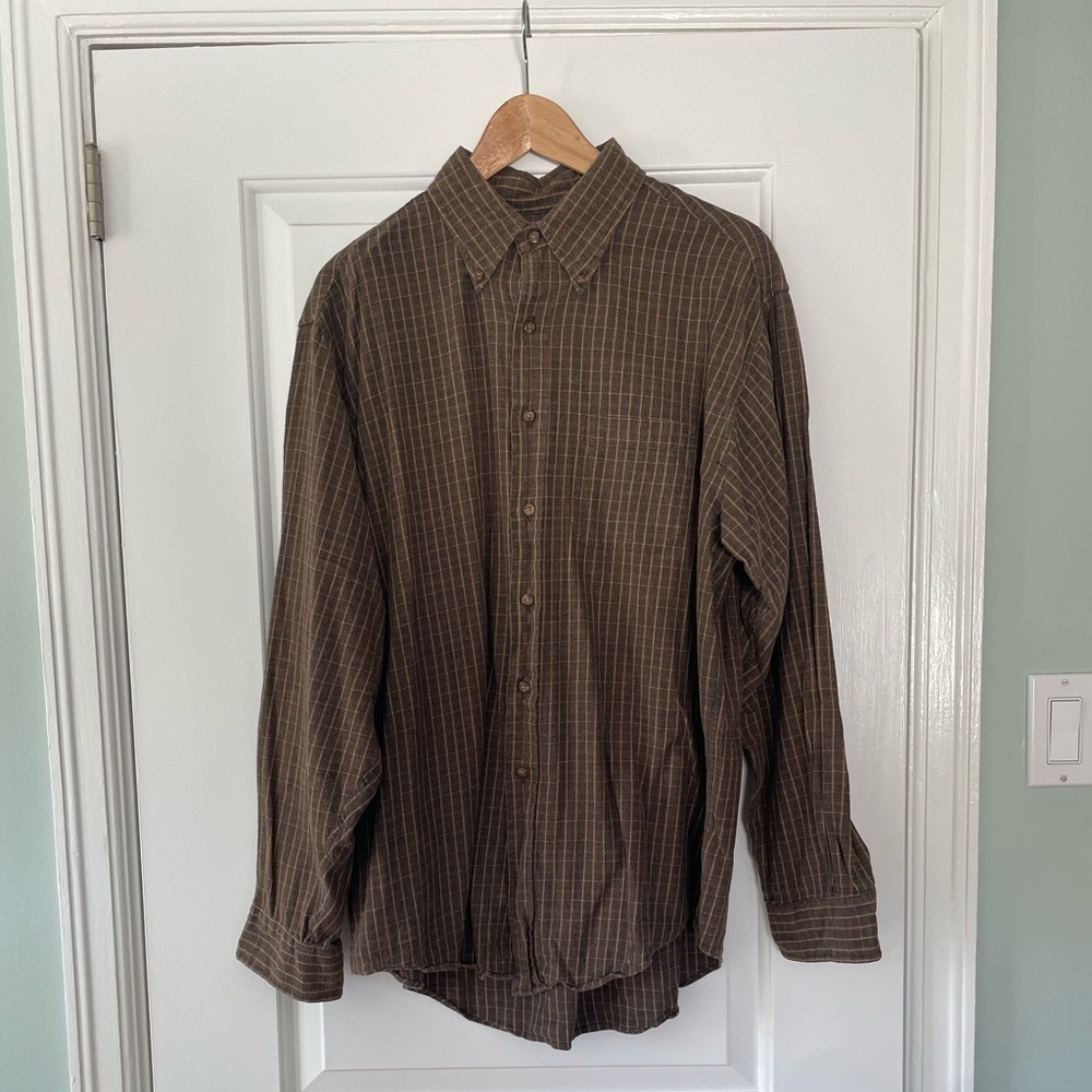 Brooks Brothers brown checked cotton shirt size L
